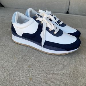 Crown & Ivy | White and Navy Preppy Sneakers